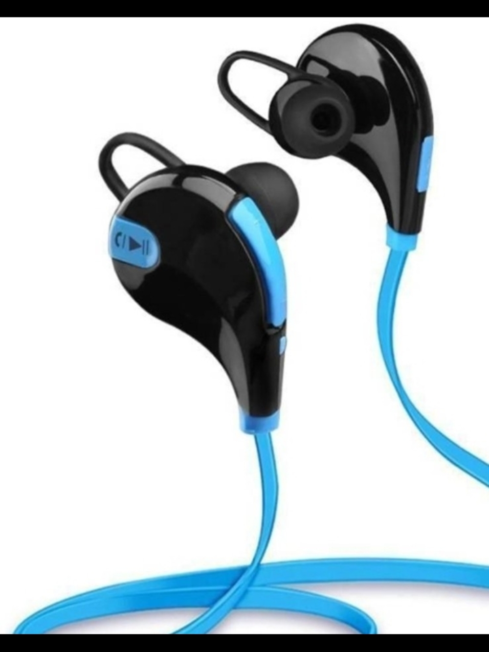 QY7 Soundbeats Wireless Sport Earbuds - Black and Blue In-Ear Headphones